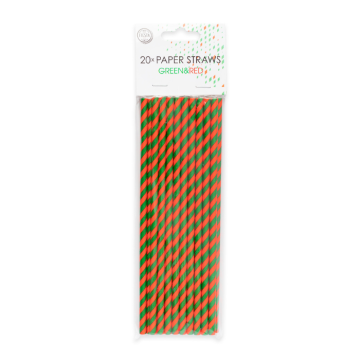 Red and green paper straws 20x 