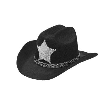 Black mini sheriff cowboy hat - one size