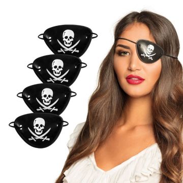 Pirate eye patch with skull black - 4x