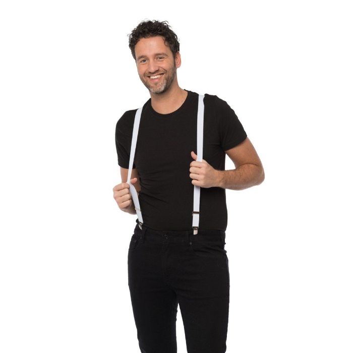 White suspenders one-size unisex