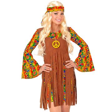 Hippie Girl Dress with Vest and Peace Sign