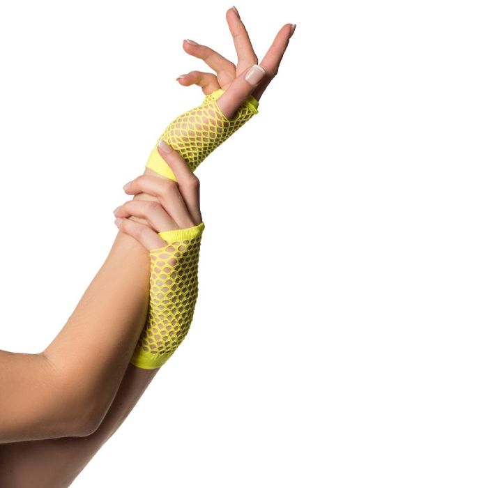 Short fingerless gloves one-size for women neon yellow