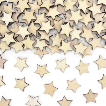Wooden Star Confetti 50x - 2 x 2 cm