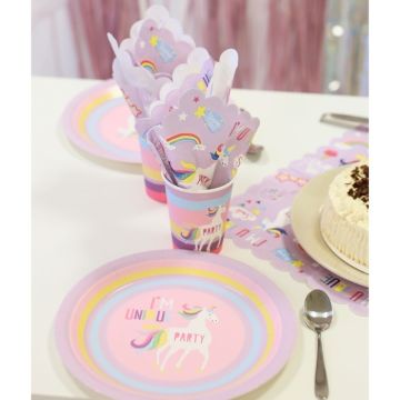 Unicorn party paper plates 8x - 23 cm