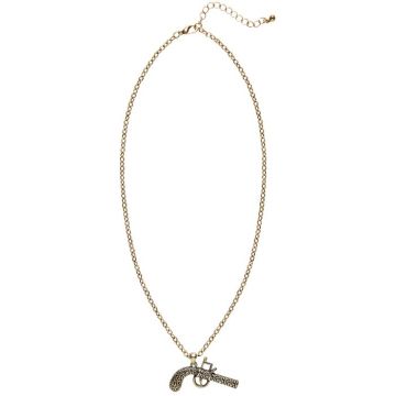 Gold-coloured necklace with pirate pistol pendant - onesize