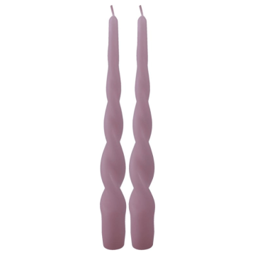 Twisted taper candles dusty heather 2x - 24 cm