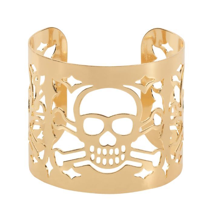 Gold skull pirate bracelet - one size