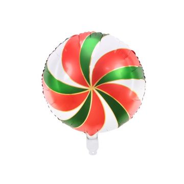 Candy foil balloon in red, white, and green - 35 cm