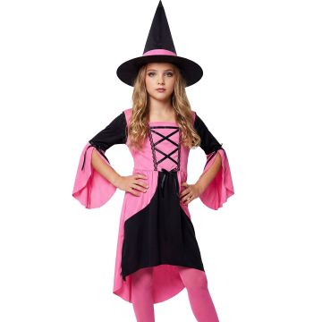 Pink witch costume with black lacing