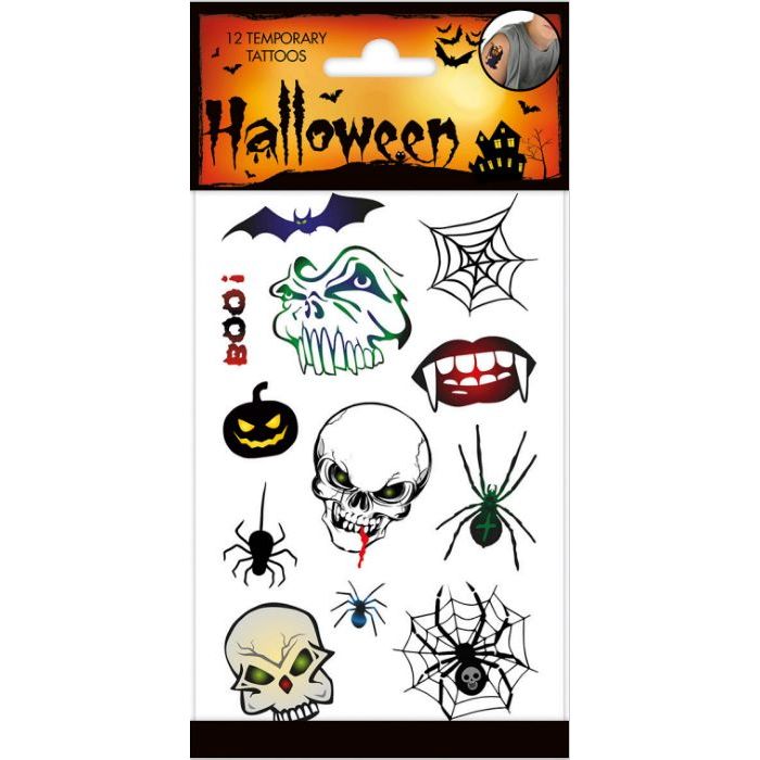 Fake tattoos with creepy Halloween designs - 12x