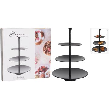 Tiered Stand in Matte Black Stainless Steel, 3 Tiers