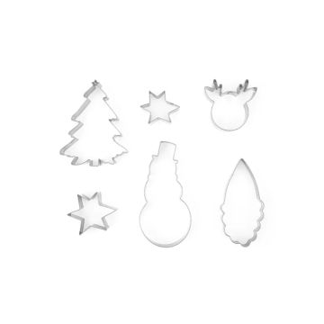 Christmas cookie cutters silver 6 pcs. - 8-13 cm