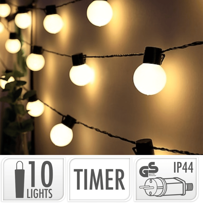 String Light Warm White 10x Bulbs - 9.5 m