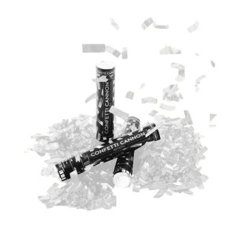 White confetti tube 40 cm PartyVikings - Metallic Rectangular