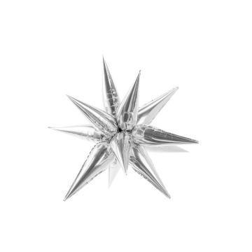Silver Coloured 3D Star Foil Balloon - 70 cm