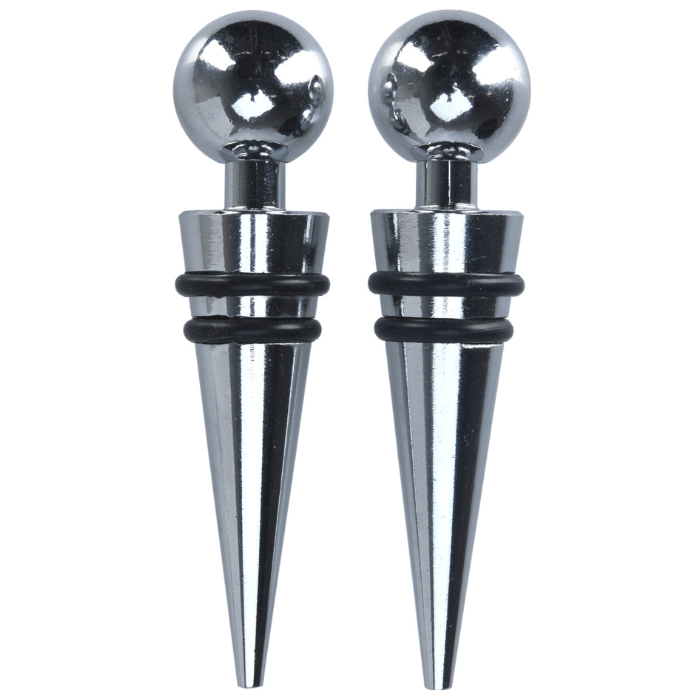 Wine Stoppers chrome metal 2x