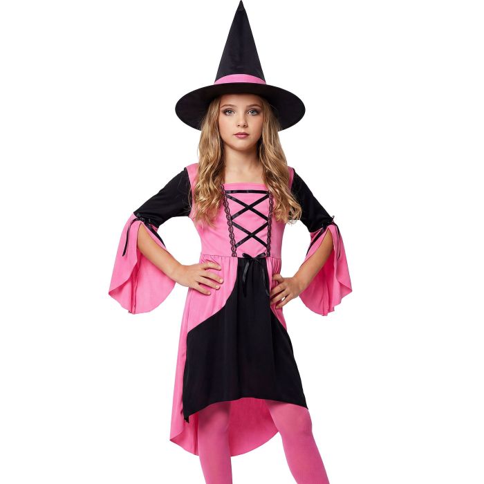Pink witch costume with black lacing