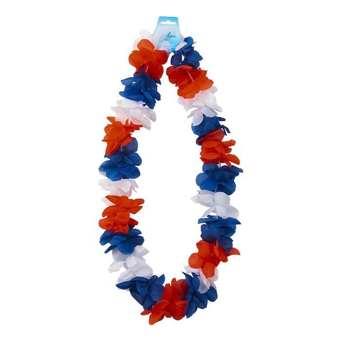 Hawaii Lei Necklace White, Red and Blue - 105 cm