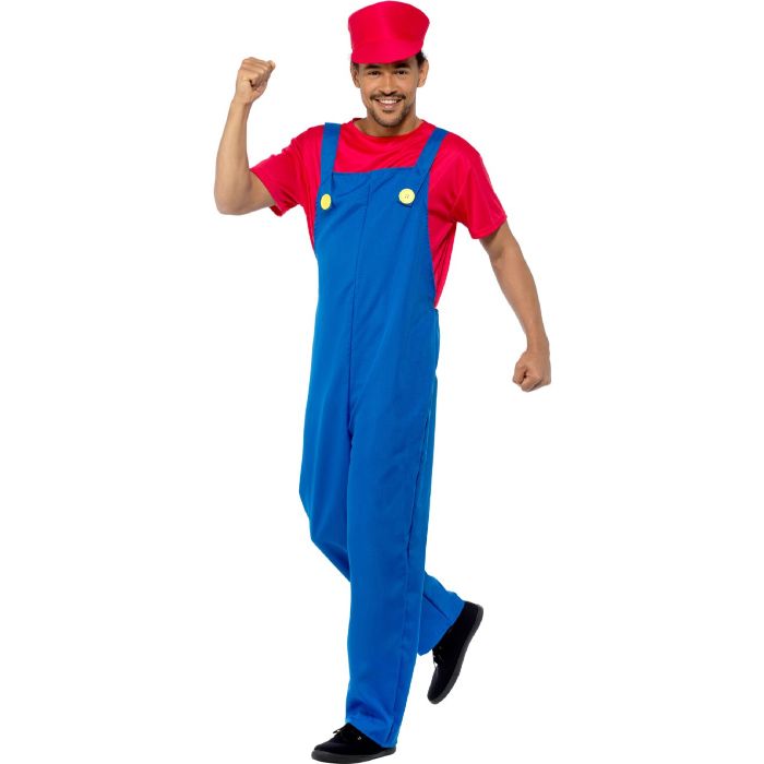 Red plumber costume for men