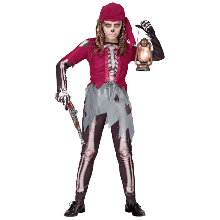 Skelet pirat pige kostume til børn