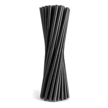 Straw black 200x6mm reusable 50x plastic