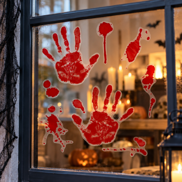Window Stickers with Bloody Handprints