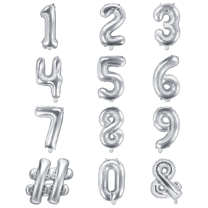 Number Balloons silver - 35 cm