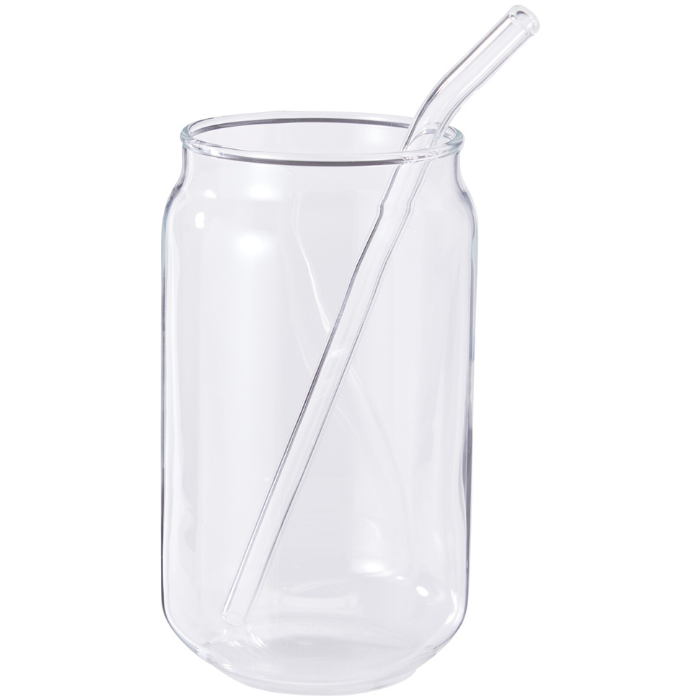 Glasses with glass straws 500 ml 2x