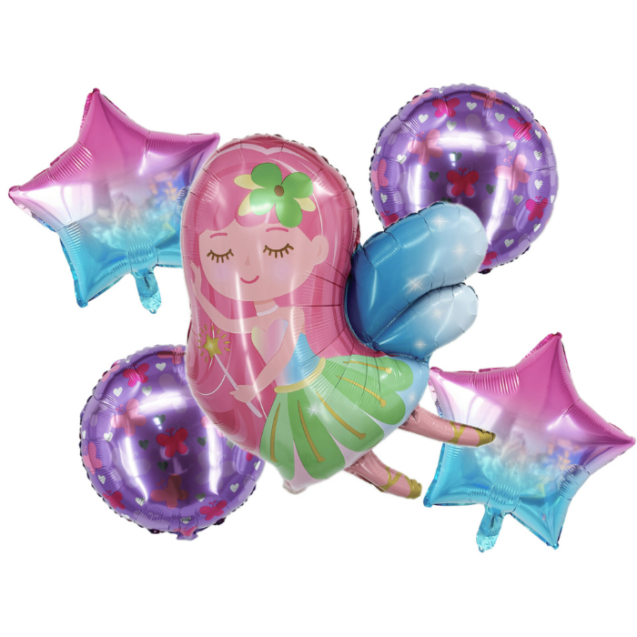 Foil balloons with fairy girl theme 5x