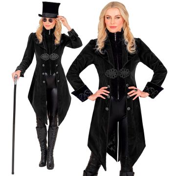 Black Gothic Velvet Coat for Women