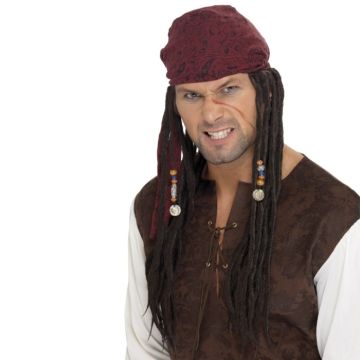 Pirate wig with bandana and braids - onesize