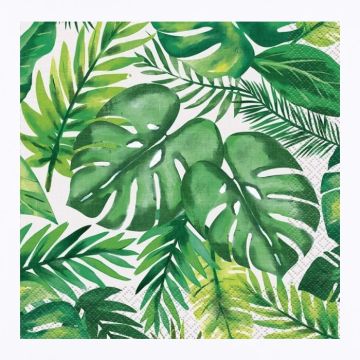 Tropical Napkins in green with leaf designs 16x