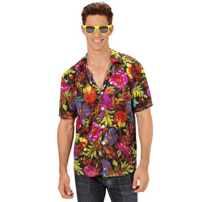 Black floral Hawaiian shirt