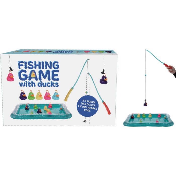 Fishing Game with 10 Ducks and Inflatable Pool