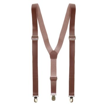 Leather look suspenders Brown