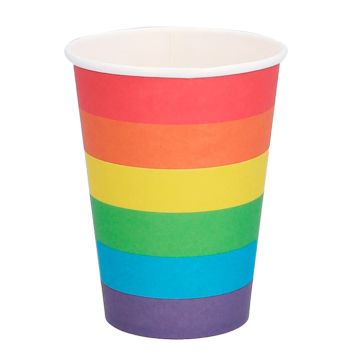 Rainbow-Coloured Paper Cups 8x - 21 cl