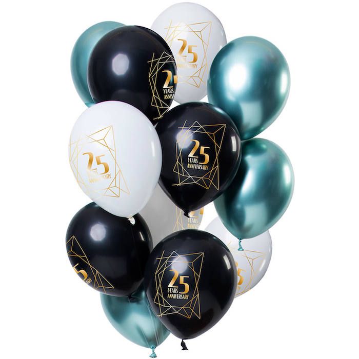"25th Anniversary" Balloon Set 12x - 30 cm