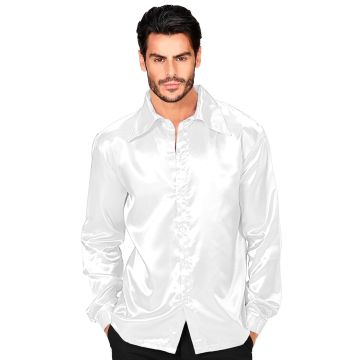 White Satin Disco Shirt for Men