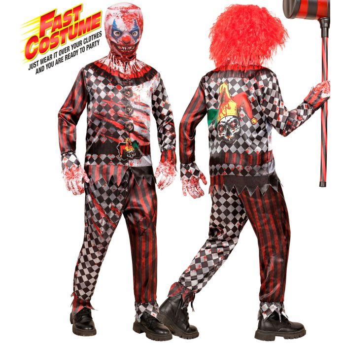 Nasty clown costume for kids with mask