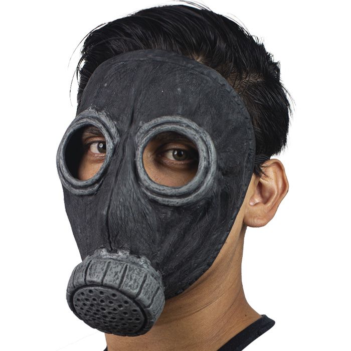 Black latex gas mask