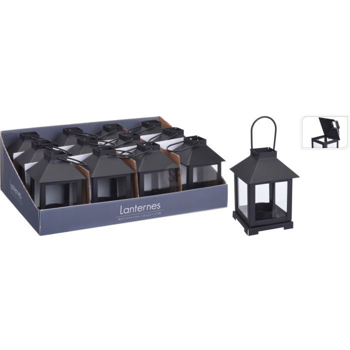 Tea Light Lantern in Matte Black Metal 11.5 cm
