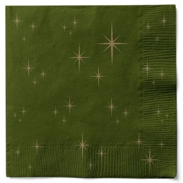 Napkins in green with stars 20x The Old Pharmacy