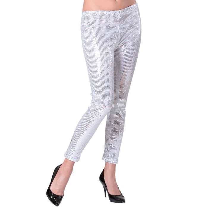 Silver Sequin Leggings for Disco and New Year's
