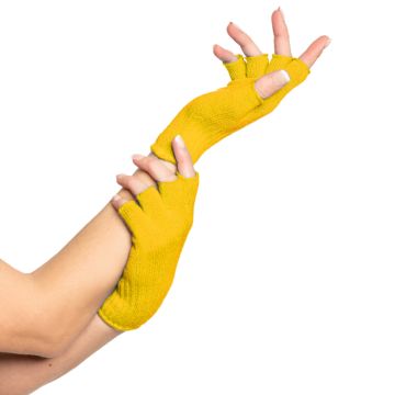 One-size fingerless gloves for women in yellow