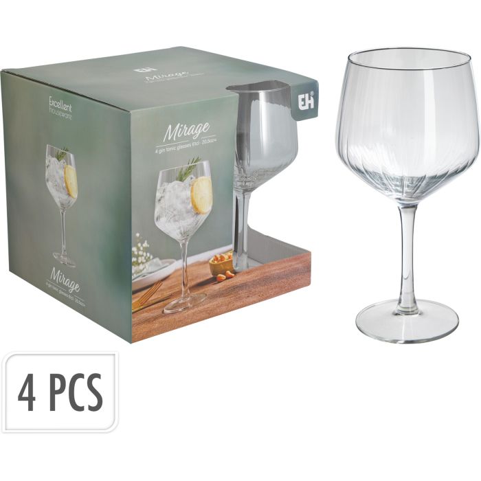 Ribbed gin and tonic glasses, 4 pcs., 61 cl