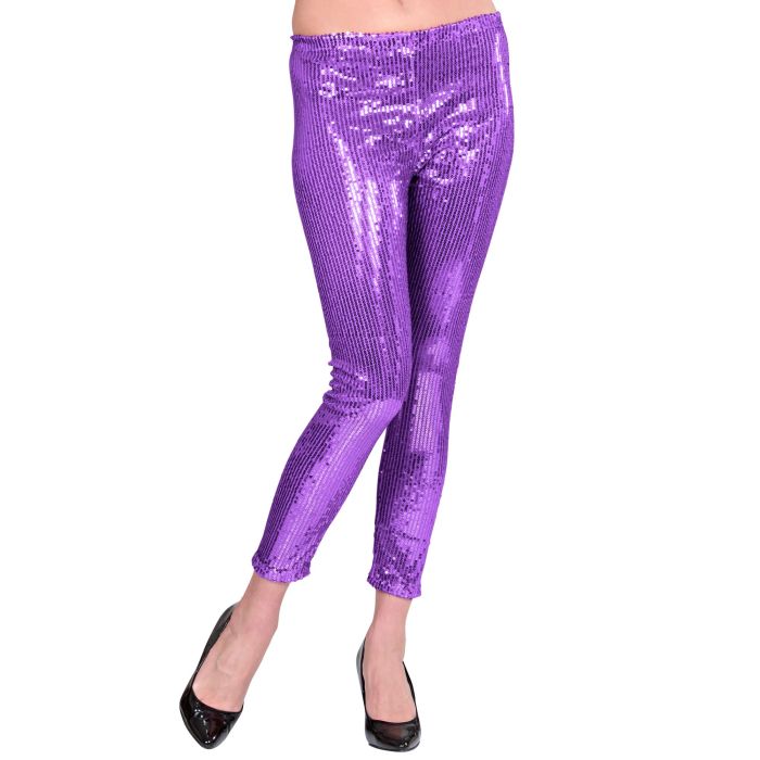 Purple Sequin Leggings for Disco and New Year