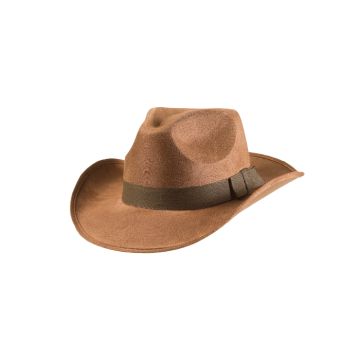 Brown Cowboy Hat with Suede Look