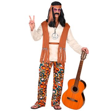 Hippie outfit with waistcoat, belt, and headband