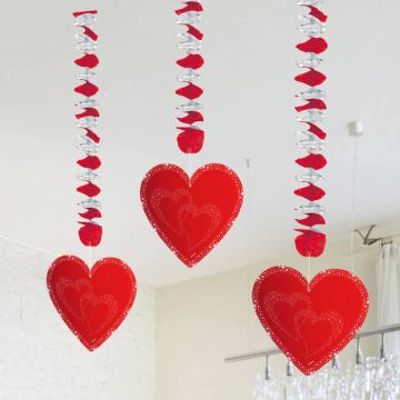 Hanging Hearts Red 3x - 75 cm