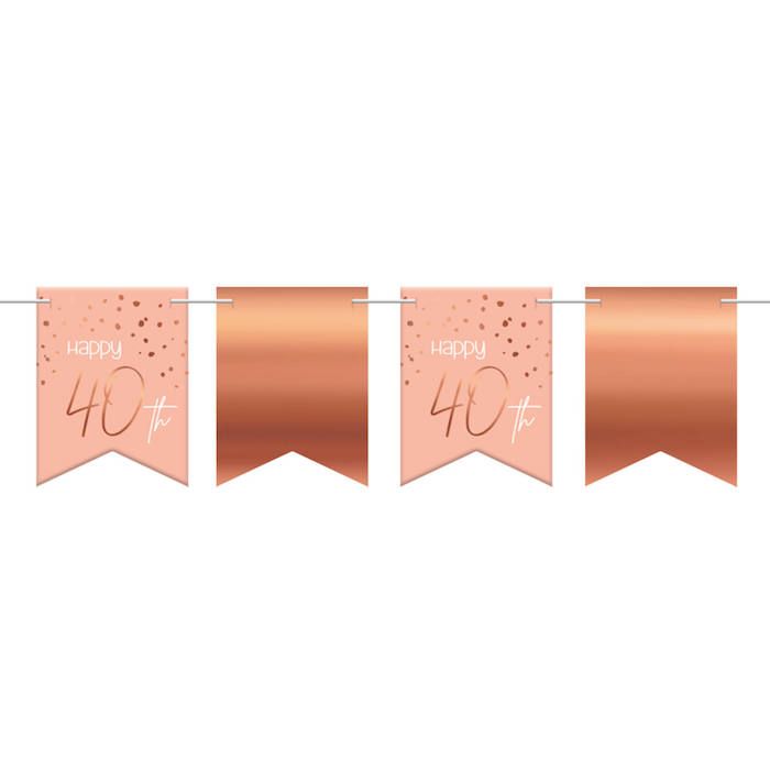 "Happy 40th" Flag Bunting Pink - 6 m